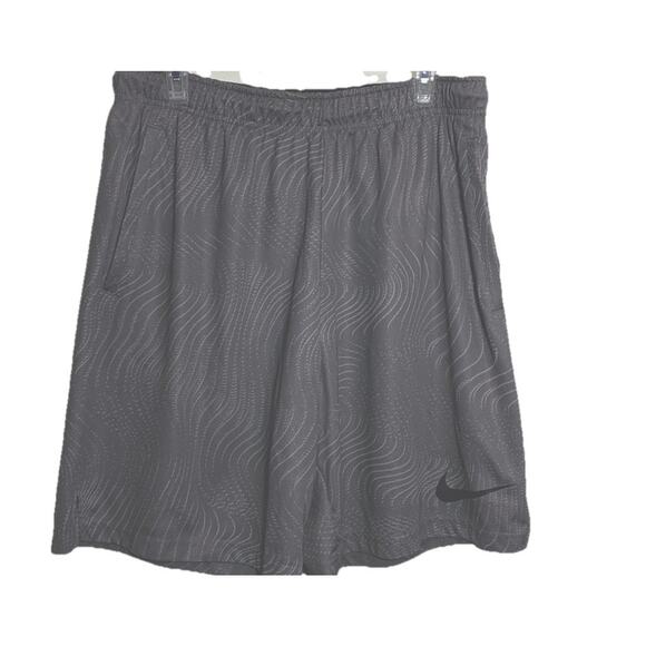 Nike Drifit Men's Gray Graphic 9" Basketball Shorts Sz Large Pockets Stretch Tie - Picture 2 of 8
